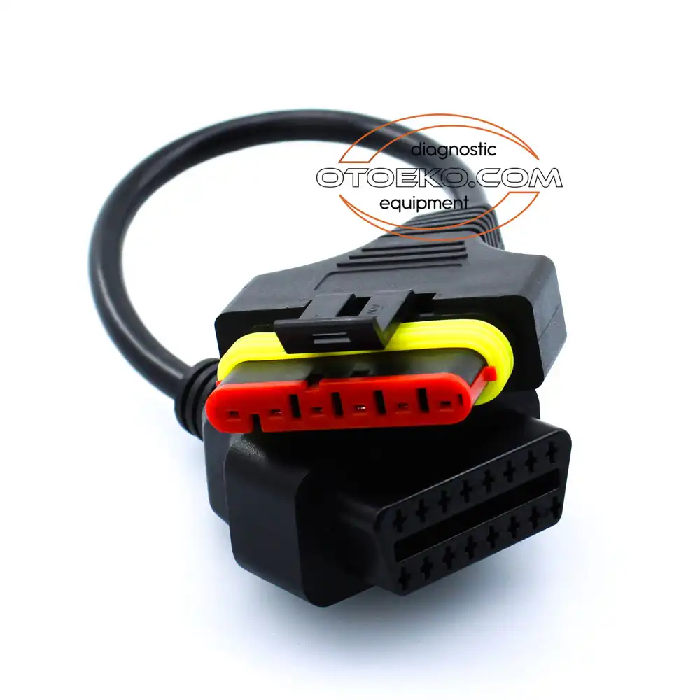Benelli 6-Pin Old Type (Delphi MT05) to 16-Pin OBD2 Motorcycle Diagnostic Adapter Cable - 3